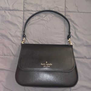 Kate Spade Staci Flap Shoulder Bag Crossbody Black Saffiano Leather